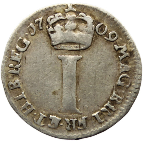1709 Penny Maundy Coinage Anne Great Britain Silver Coin
