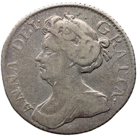 1710 Sixpence Queen Anne Silver Coin UK Roses & Plumes in angles