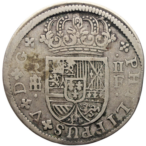 1719 - 1729 2 Reales Spain Coin Philip V Segovia Mint Silver