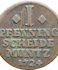 1724 EPH 1 Pfenning - George I Coin Brunswick Lüneburg Calenberg Hannover