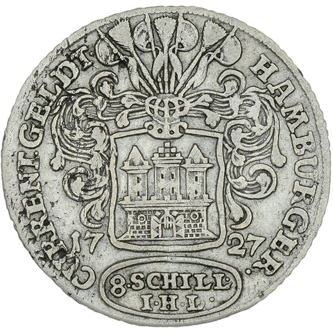 1727 IHL 8 Schilling Hamburg German states Silver Coin