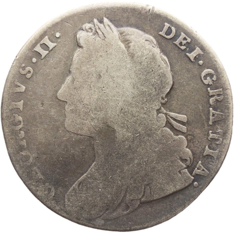 1727 Shilling George II Silver Coin United Kingdom Roses and plumes in angles