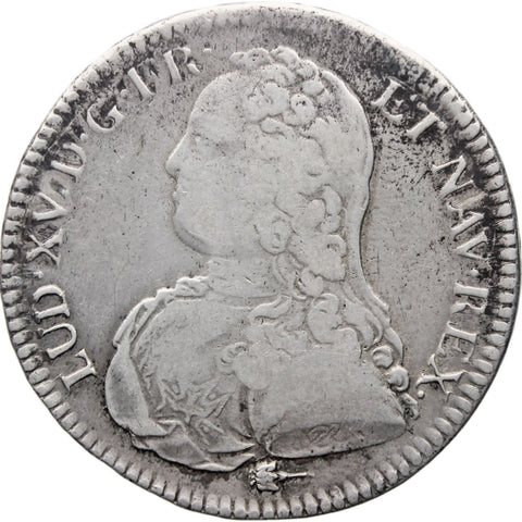 1729 X Half Ecu France Louis XV Silver Coin Amiens Mint