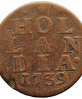 1739 1 Duit Dutch Republic Netherlands Coin