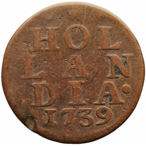 1739 1 Duit Dutch Republic Netherlands Coin