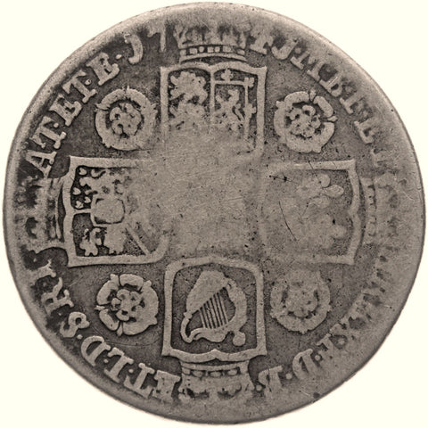 1741 Shilling George II Coin Silver United Kingdom Roses in angles