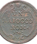 1742 One Baiocco Benedict XIV Italy Papal States Coin