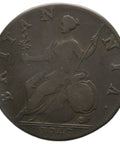 1743 Half Penny George II Coin British King Old Bust