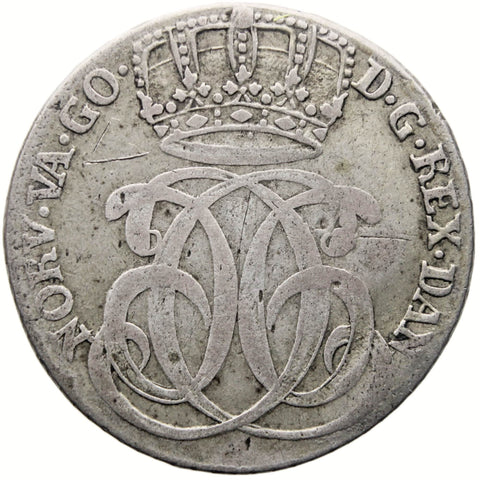 1744 24 Skilling Norway Coin Christian VI Silver