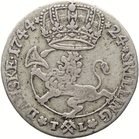 1744 24 Skilling Norway Coin Christian VI Silver