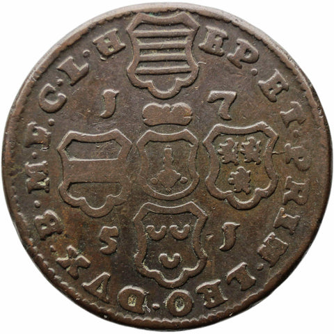 1751 4 Liards Bishopric of Liege Coin Jean - Théodore of Bavaria