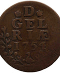 1754 Duit Dutch Republic Gelderland Coin Netherlands