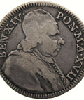 1756 Doppio Giulio Pope Benedict XIV Papal Coin Silver