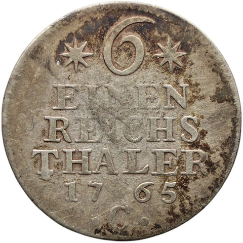 1765 C 1/6 Reichsthaler Prussia Coin Germany Frederick the Great Silver Cleves Mint