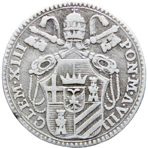 1765 Grosso Coin Papal States Italy Pope Clement XIII Silver Coins Vatican Catholic Religion Antiques Old Europe Money Collectibles Church
