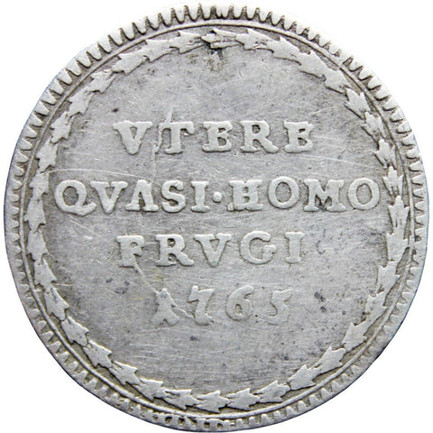 1765 Grosso Coin Papal States Italy Pope Clement XIII Silver Coins Vatican Catholic Religion Antiques Old Europe Money Collectibles Church