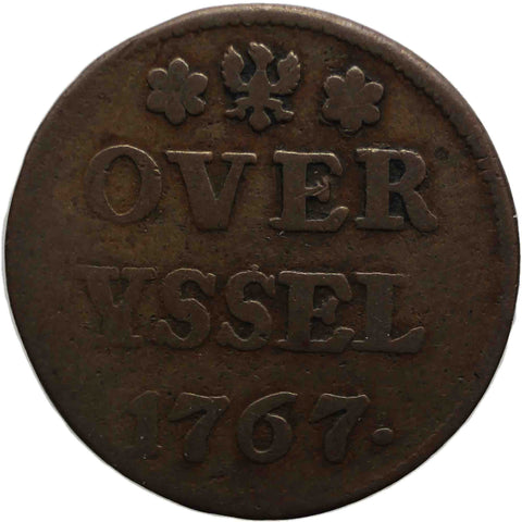 1767 One Duit Coin Dutch Republic Overijssel Netherlands