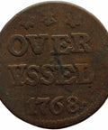 1768 One Duit Coin Dutch Republic Overijssel Netherlands
