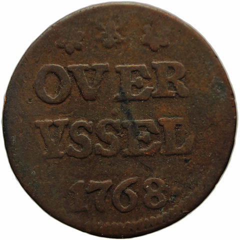 1768 One Duit Coin Dutch Republic Overijssel Netherlands
