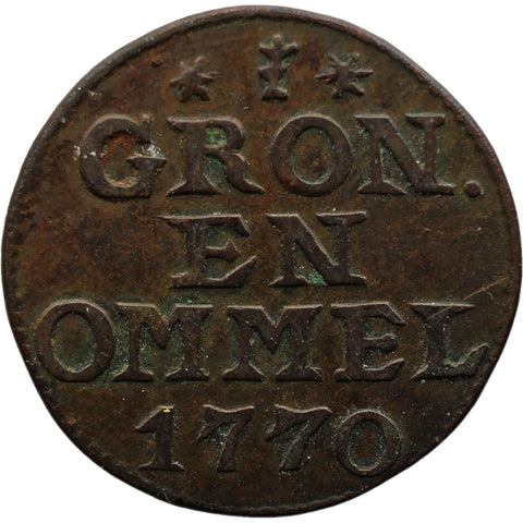 1770 Duit Dutch Groningen and the Ommelanden Coin Netherlands