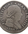 1778 Muraiola of 4 Bolognini Pius VI Coin Italy Papal States Silver