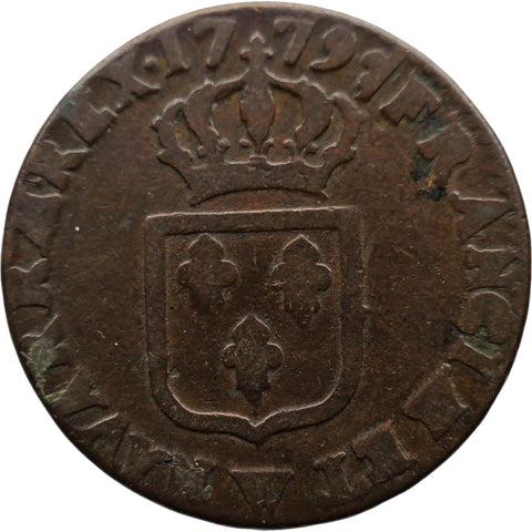 1779 W 1 Sol Louis XVI France Coin Lillie Mintmark