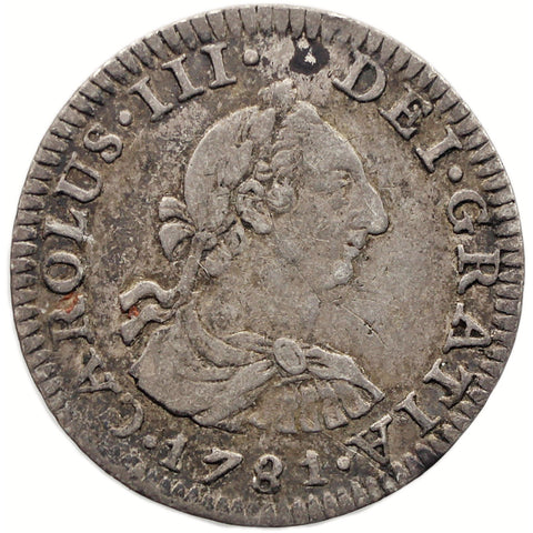 1781 Half Real Mexico Coin Carlos III Silver