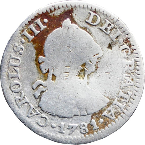 1781 Mo FF Half Real Spain Mexico Carlos III Coin Silver