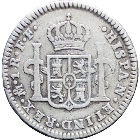 1782 Mo FF One Real Spain Mexico Carlos III Coin Silver