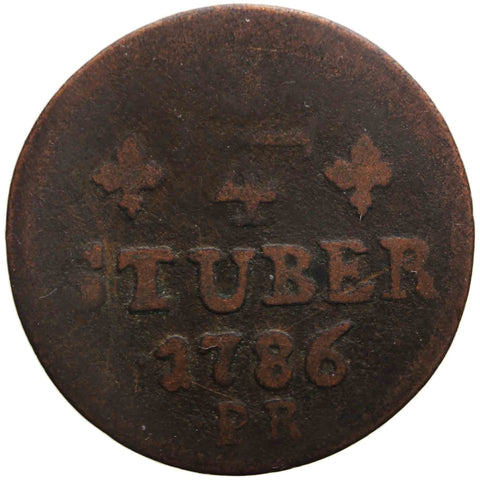 1786 PR 1/4 Stüber Coin Carl Theodor Germany Duchy of Jülich - Berg (German states)