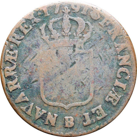 1791 1 Sol Louis XVI France Coin