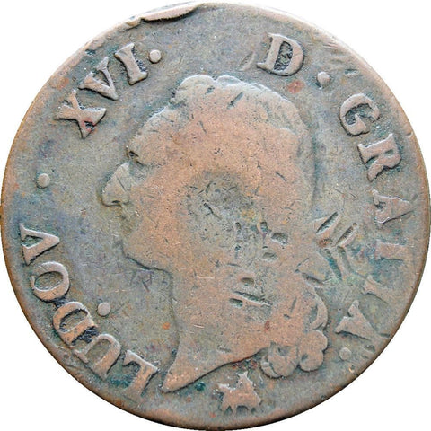 1791 1 Sol Louis XVI France Coin