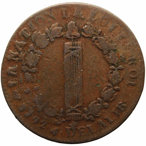 1792 A France 12 Deniers Louis XVI Coin Paris Mint