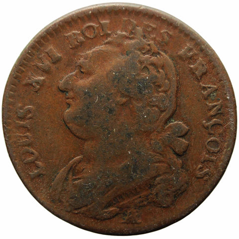 1792 A France 12 Deniers Louis XVI Coin Paris Mint