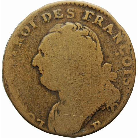 1792 B France 12 Deniers Louis XVI Coin Orleans Mint