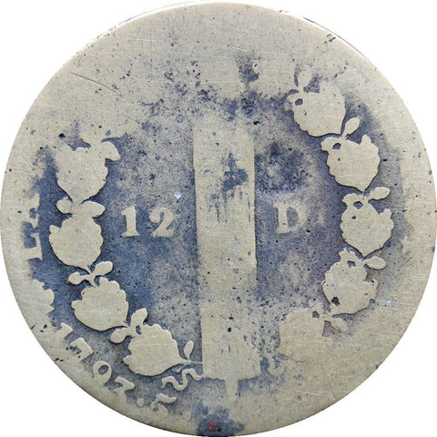 1793 France 12 Deniers Louis XVI Coin