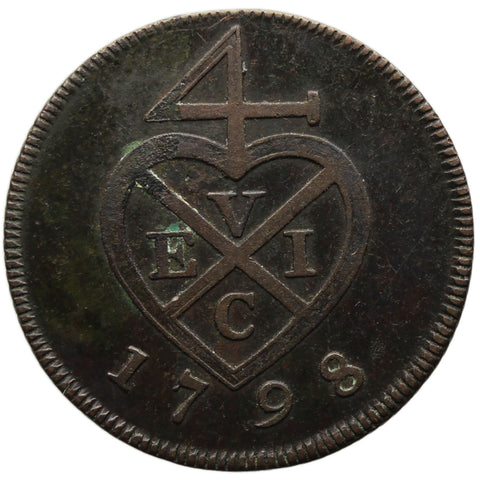 1798 1 Keping British East Indies Sumatra Coin Error Arabic 3 Soho Mint