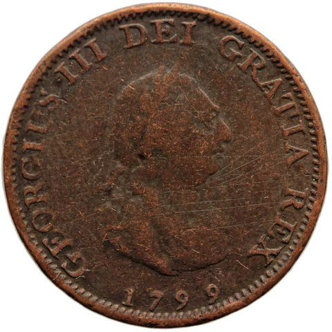 1799 One Farthing United Kingdom Coin George III 3rd issue