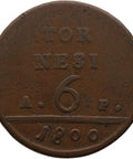 1800 AP 6 Tornesi Kingdom of Naples Italy Coin Ferdinando IV