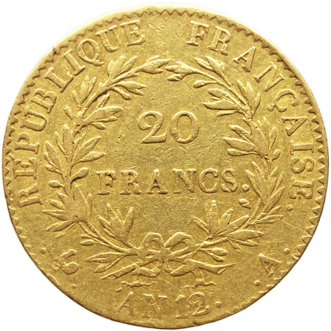 1803 A 20 Francs France Gold Coin Napoleon Bonaparte Premier Consul Paris Mint