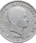 1809 5 Lire Italy Kingdom Napoleon Bonaparte Silver Coin
