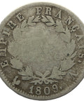 1809 A 1 Francs France Silver Coin Napoleon Bonaparte Paris Mint