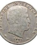 1809 M 2 Lire Italy Coin Napoleon Bonaparte Silver
