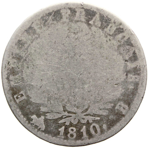 1810 B 1 Francs France Silver Coin Napoleon Bonaparte Rouen