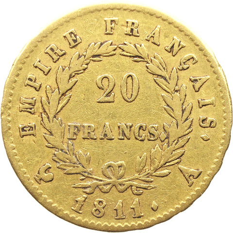 1811 A 20 Francs France Gold Coin Napoleon Bonaparte Paris Mint