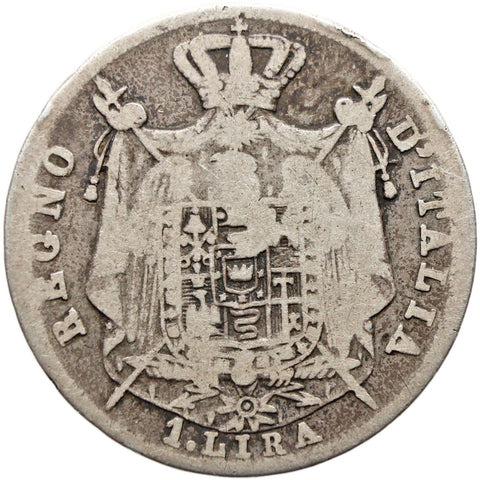1812 1 Lira Kingdom of Italy Coin Napoleon I Silver