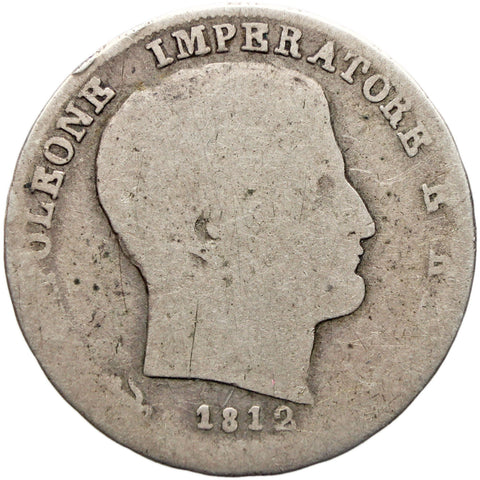 1812 1 Lira Kingdom of Italy Coin Napoleon I Silver