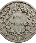 1812 A Half Franc France Coin Napoleon Bonaparte Silver Paris Mint