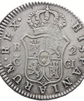 1812 C CI 2 Reales Spain Catalonia Coin Ferdinand VII Silver Cadiz Mint