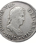 1812 C CI 2 Reales Spain Catalonia Coin Ferdinand VII Silver Cadiz Mint